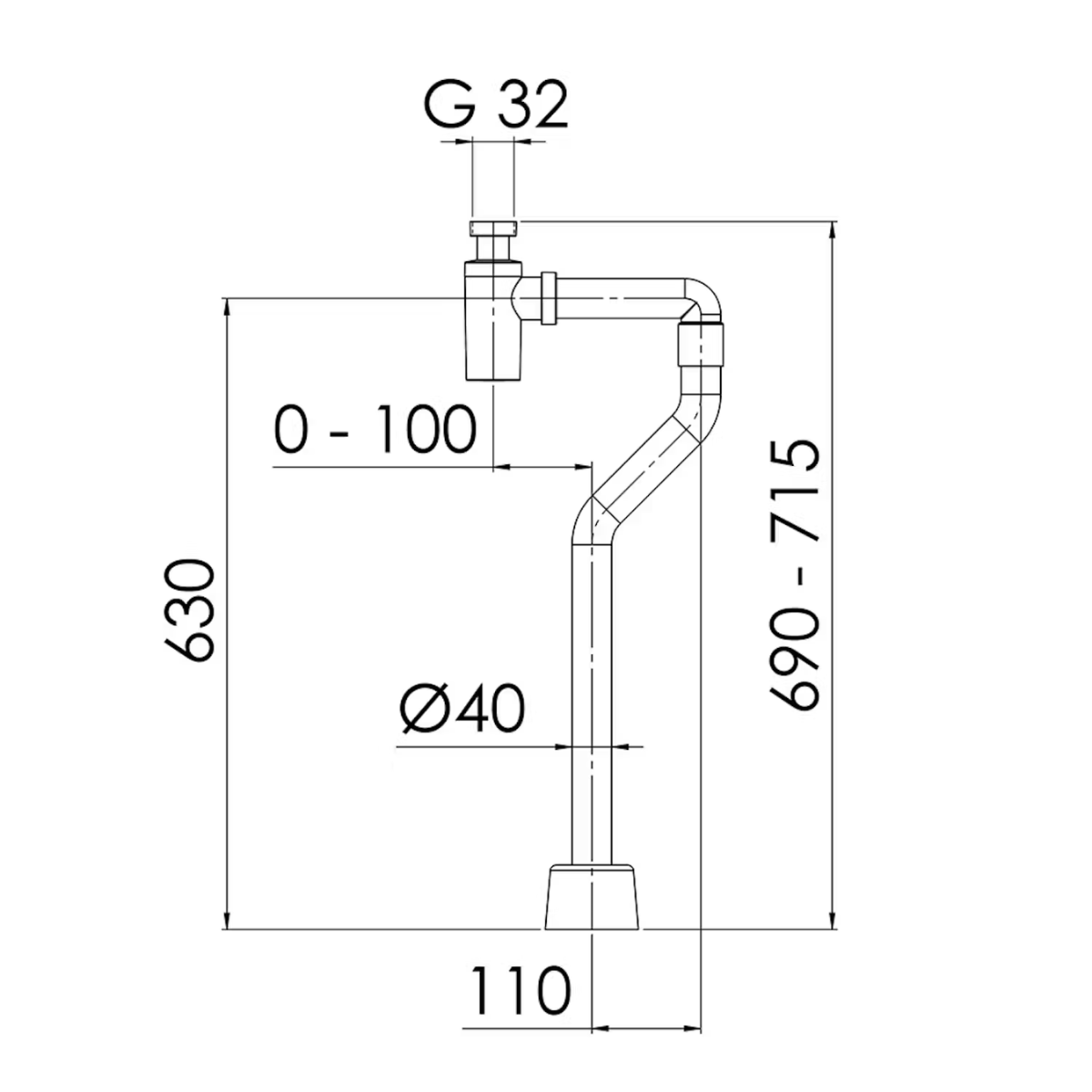 Purus S-mutka G32xØ40 Kromi
